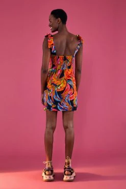 FARM RIO RAINBOW BANANAS MINI DRESS Most Loved