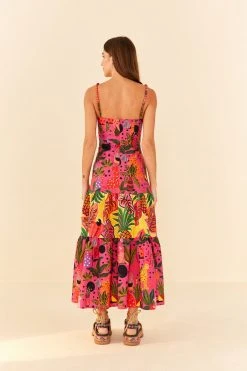 FARM RIO New In PINK POP LEOPARDS MIXED MIDI DRESS 8 FARM RIO New In PINK POP LEOPARDS MIXED MIDI DRESS