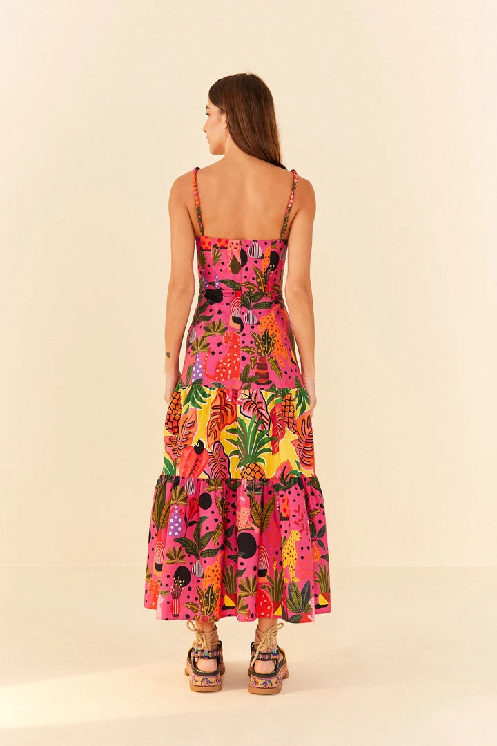 FARM RIO New In PINK POP LEOPARDS MIXED MIDI DRESS 4 FARM RIO New In PINK POP LEOPARDS MIXED MIDI DRESS