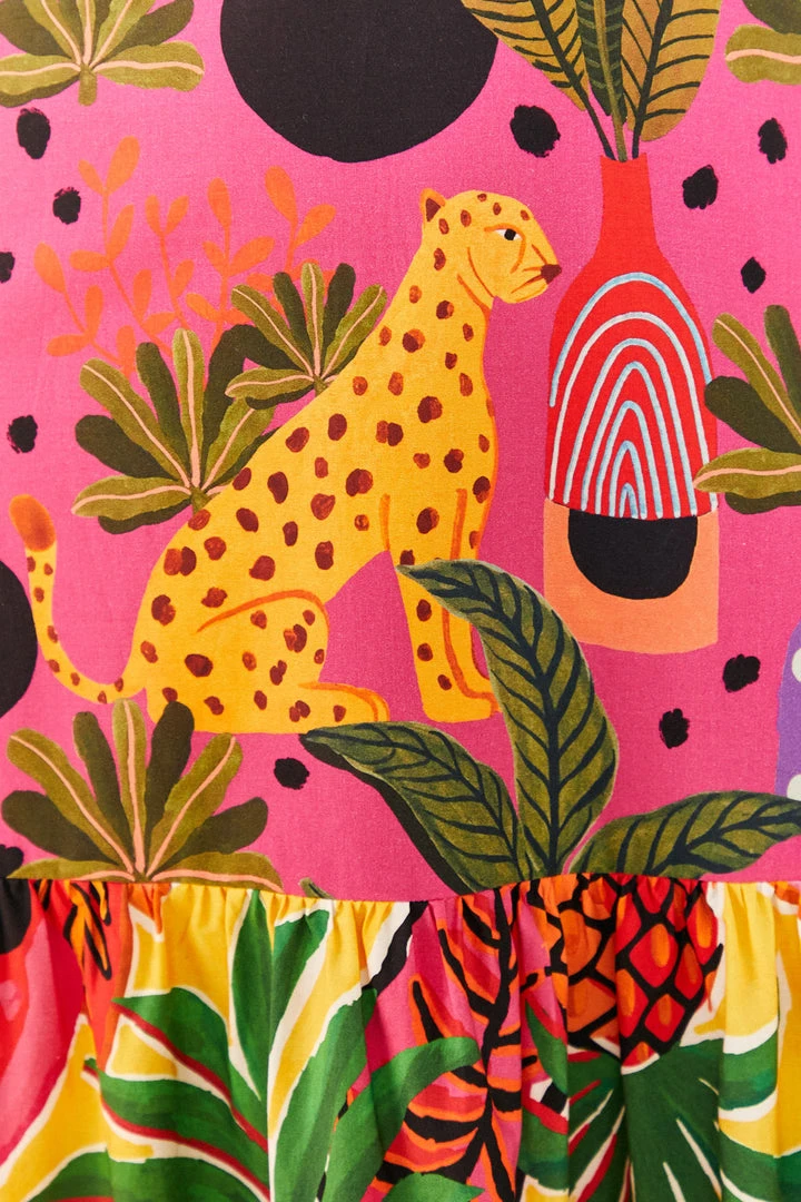 FARM RIO New In PINK POP LEOPARDS MIXED MIDI DRESS 5 FARM RIO New In PINK POP LEOPARDS MIXED MIDI DRESS