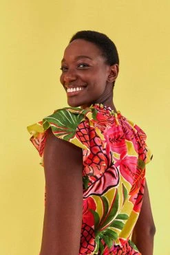 FARM RIO YELLOW FRUIT DREAM RUFFLE MINI DRESS 9 FARM RIO YELLOW FRUIT DREAM RUFFLE MINI DRESS