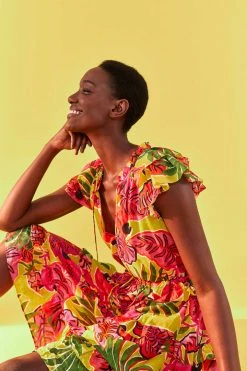 FARM RIO YELLOW FRUIT DREAM RUFFLE MINI DRESS 11 FARM RIO YELLOW FRUIT DREAM RUFFLE MINI DRESS