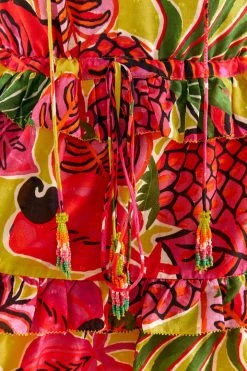 FARM RIO YELLOW FRUIT DREAM RUFFLE MINI DRESS 12 FARM RIO YELLOW FRUIT DREAM RUFFLE MINI DRESS