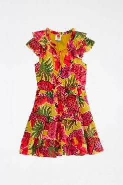 FARM RIO YELLOW FRUIT DREAM RUFFLE MINI DRESS 13 FARM RIO YELLOW FRUIT DREAM RUFFLE MINI DRESS