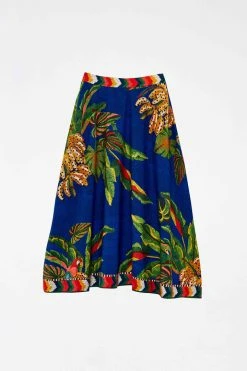 FARM RIO BLUE TROPICAL SCARF MIDI SKIRT 11 FARM RIO BLUE TROPICAL SCARF MIDI SKIRT