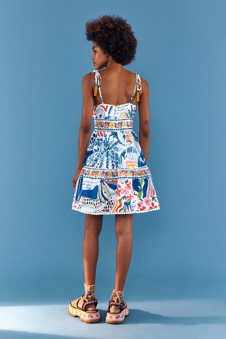 FARM RIO Most Loved Wild Brazil Tie Strap Mini Dress 2 FARM RIO Most Loved Wild Brazil Tie Strap Mini Dress