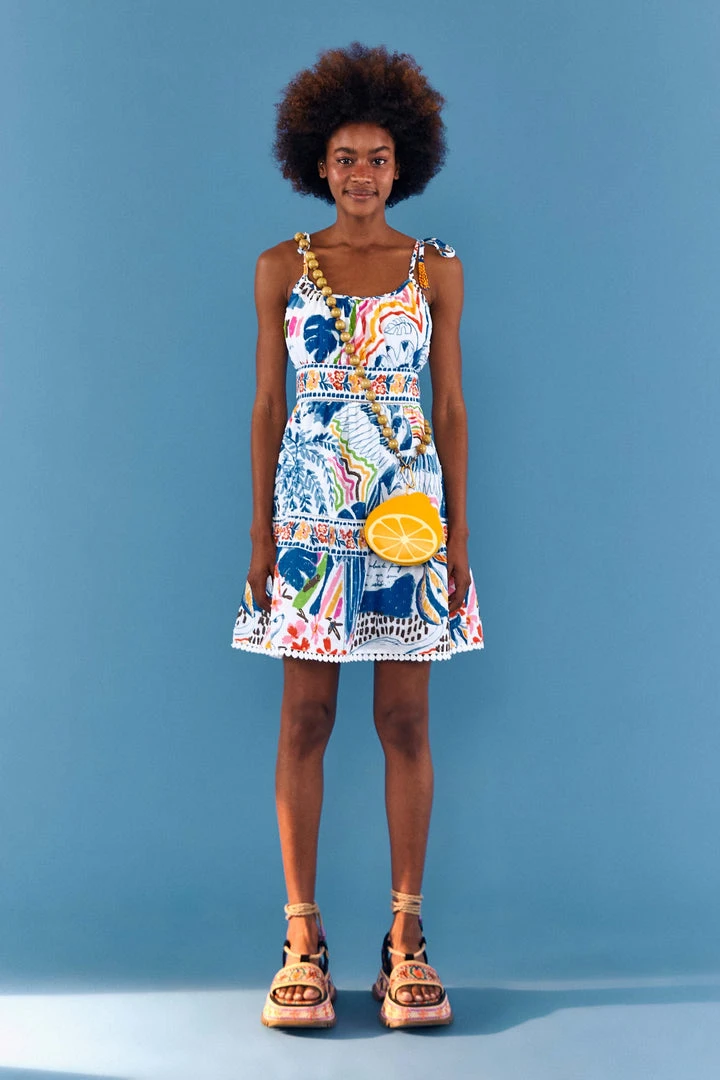 FARM RIO Most Loved Wild Brazil Tie Strap Mini Dress 4 FARM RIO Most Loved Wild Brazil Tie Strap Mini Dress