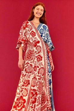 FARM RIO MIXED PINEAPPLE GARDEN WRAP DRESS