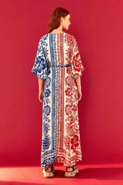 FARM RIO MIXED PINEAPPLE GARDEN WRAP DRESS