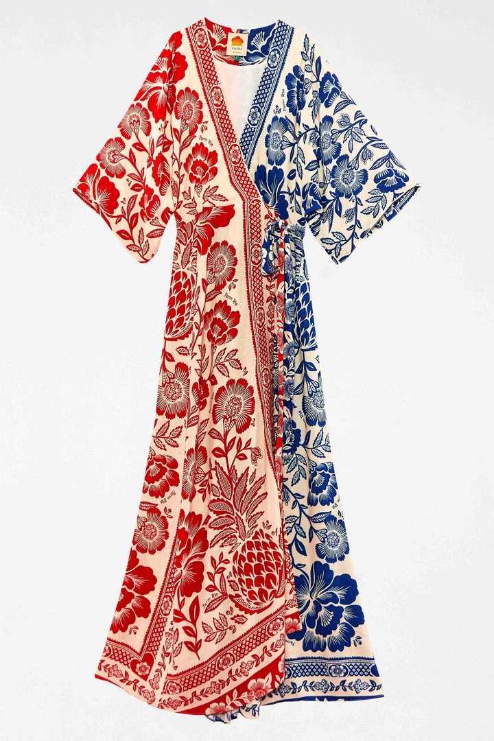 FARM RIO MIXED PINEAPPLE GARDEN WRAP DRESS 6 FARM RIO MIXED PINEAPPLE GARDEN WRAP DRESS