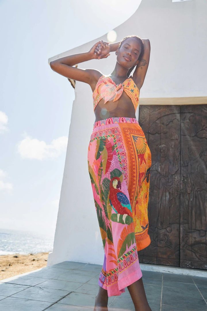 FARM RIO New In Mixed Scarves Midi Skirt 3 FARM RIO New In Mixed Scarves Midi Skirt