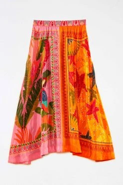 FARM RIO New In Mixed Scarves Midi Skirt 11 FARM RIO New In Mixed Scarves Midi Skirt