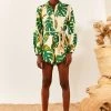 FARM RIO White Monstera Long Sleeve Romper