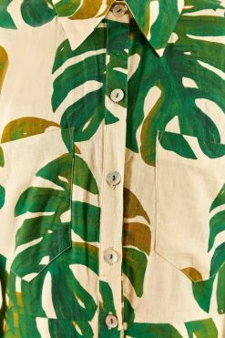 FARM RIO White Monstera Long Sleeve Romper 12 FARM RIO White Monstera Long Sleeve Romper