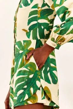 FARM RIO White Monstera Long Sleeve Romper 11 FARM RIO White Monstera Long Sleeve Romper