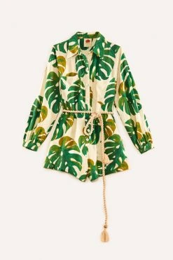 FARM RIO White Monstera Long Sleeve Romper 13 FARM RIO White Monstera Long Sleeve Romper