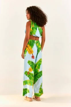 FARM RIO New In Blue Fresh Bananas One Shoulder Knot Top