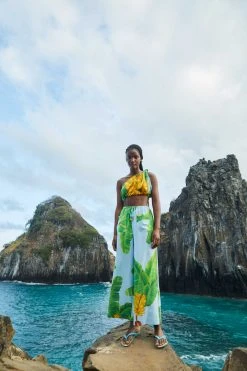 FARM RIO New In Blue Fresh Bananas One Shoulder Knot Top