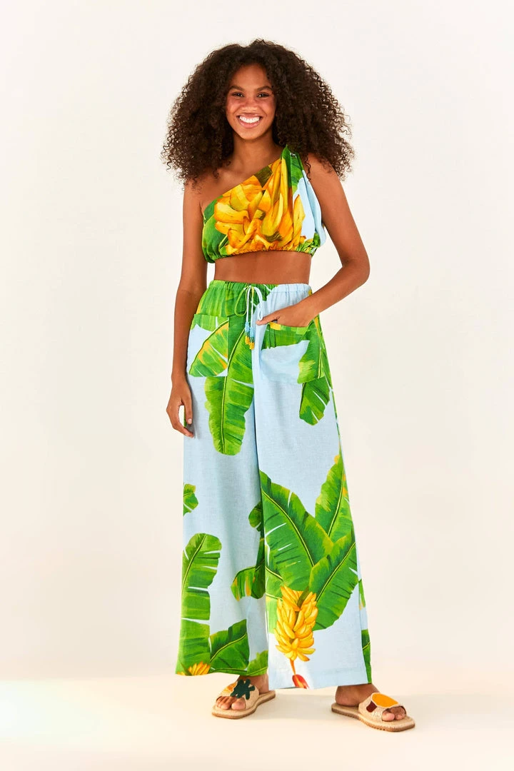 FARM RIO New In Blue Fresh Bananas Pants 4 FARM RIO New In Blue Fresh Bananas Pants