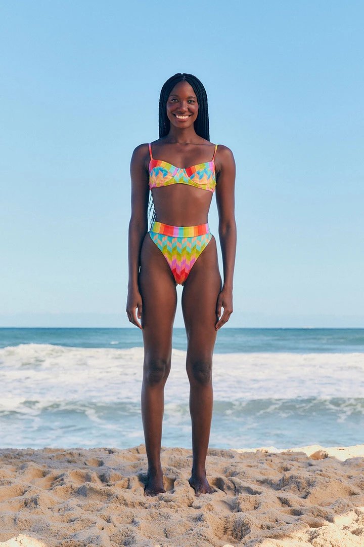 FARM RIO Swimwear Light Chevron High Rise Bikini Bottom 2 FARM RIO Swimwear Light Chevron High Rise Bikini Bottom