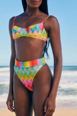 FARM RIO Swimwear Light Chevron High Rise Bikini Bottom 7 FARM RIO Swimwear Light Chevron High Rise Bikini Bottom