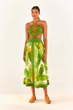 FARM RIO New In Green Monstera Top