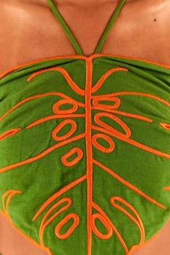 FARM RIO New In Green Monstera Top