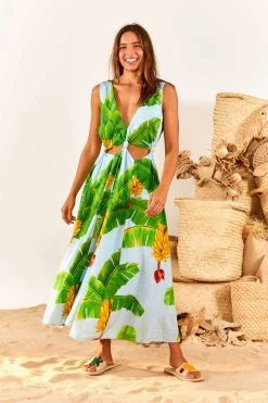 FARM RIO Blue Fresh Bananas Cut-Out Midi Dress 9 FARM RIO Blue Fresh Bananas Cut-Out Midi Dress
