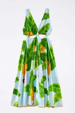 FARM RIO Blue Fresh Bananas Cut-Out Midi Dress 10 FARM RIO Blue Fresh Bananas Cut-Out Midi Dress