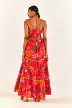 FARM RIO New In Red Good Vibes V Neck Maxi Dress
