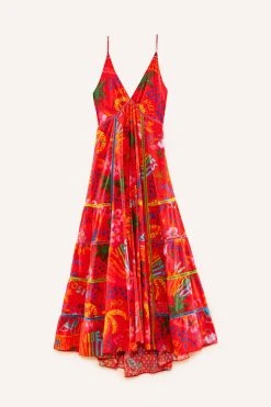 FARM RIO New In Red Good Vibes V Neck Maxi Dress