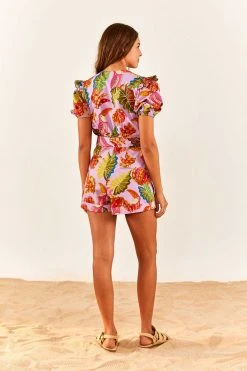 FARM RIO New In Lilac Beaks & Bananas V Neck Romper 8 FARM RIO New In Lilac Beaks & Bananas V Neck Romper