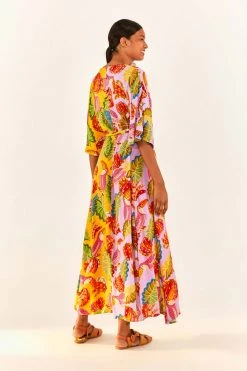 FARM RIO New In Mixed Beaks & Bananas Maxi Wrap Dress 9 FARM RIO New In Mixed Beaks & Bananas Maxi Wrap Dress