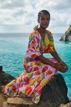 FARM RIO New In Mixed Beaks & Bananas Maxi Wrap Dress 10 FARM RIO New In Mixed Beaks & Bananas Maxi Wrap Dress