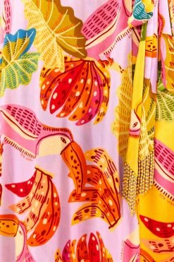 FARM RIO New In Mixed Beaks & Bananas Maxi Wrap Dress 12 FARM RIO New In Mixed Beaks & Bananas Maxi Wrap Dress