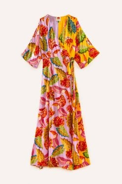 FARM RIO New In Mixed Beaks & Bananas Maxi Wrap Dress 13 FARM RIO New In Mixed Beaks & Bananas Maxi Wrap Dress