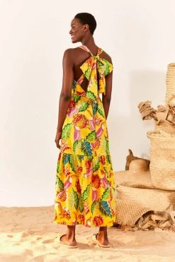 FARM RIO Yellow Beaks & Bananas Maxi Dress 8 FARM RIO Yellow Beaks & Bananas Maxi Dress