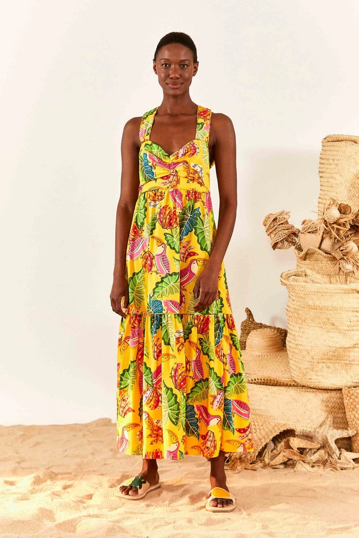 FARM RIO Yellow Beaks & Bananas Maxi Dress 4 FARM RIO Yellow Beaks & Bananas Maxi Dress