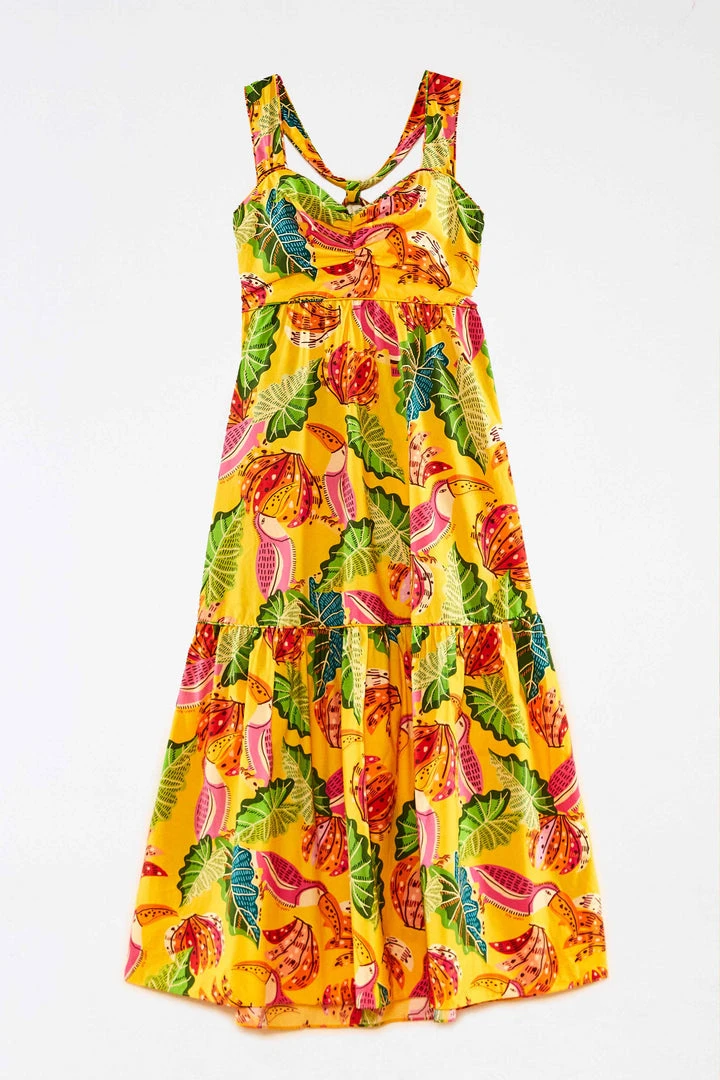 FARM RIO Yellow Beaks & Bananas Maxi Dress 6 FARM RIO Yellow Beaks & Bananas Maxi Dress