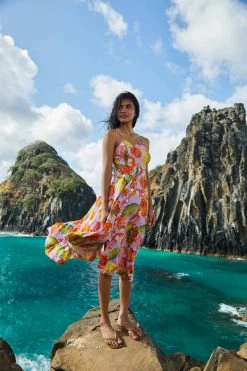 FARM RIO Lilac Beaks & Bananas Midi Dress New In 9 FARM RIO Lilac Beaks & Bananas Midi Dress New In