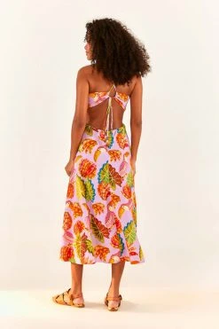 FARM RIO Lilac Beaks & Bananas Midi Dress New In