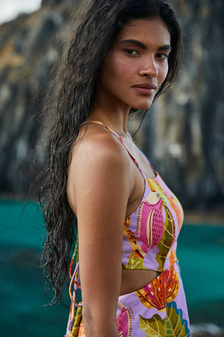 FARM RIO Lilac Beaks & Bananas Midi Dress New In 4 FARM RIO Lilac Beaks & Bananas Midi Dress New In