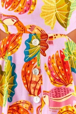 FARM RIO Lilac Beaks & Bananas Midi Dress New In 12 FARM RIO Lilac Beaks & Bananas Midi Dress New In