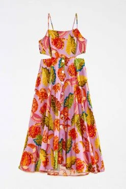 FARM RIO Lilac Beaks & Bananas Midi Dress New In 13 FARM RIO Lilac Beaks & Bananas Midi Dress New In