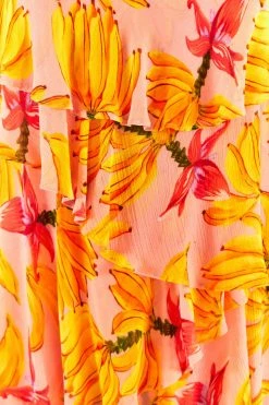 FARM RIO New In Banana Taste Ruffle Midi Dress