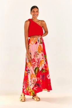 FARM RIO The Red One-Shoulder Knot Top New In 3 FARM RIO The Red One-Shoulder Knot Top New In