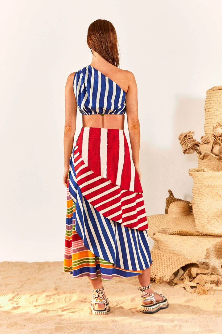 FARM RIO New In Blue Stripes Twisted Top 2 FARM RIO New In Blue Stripes Twisted Top