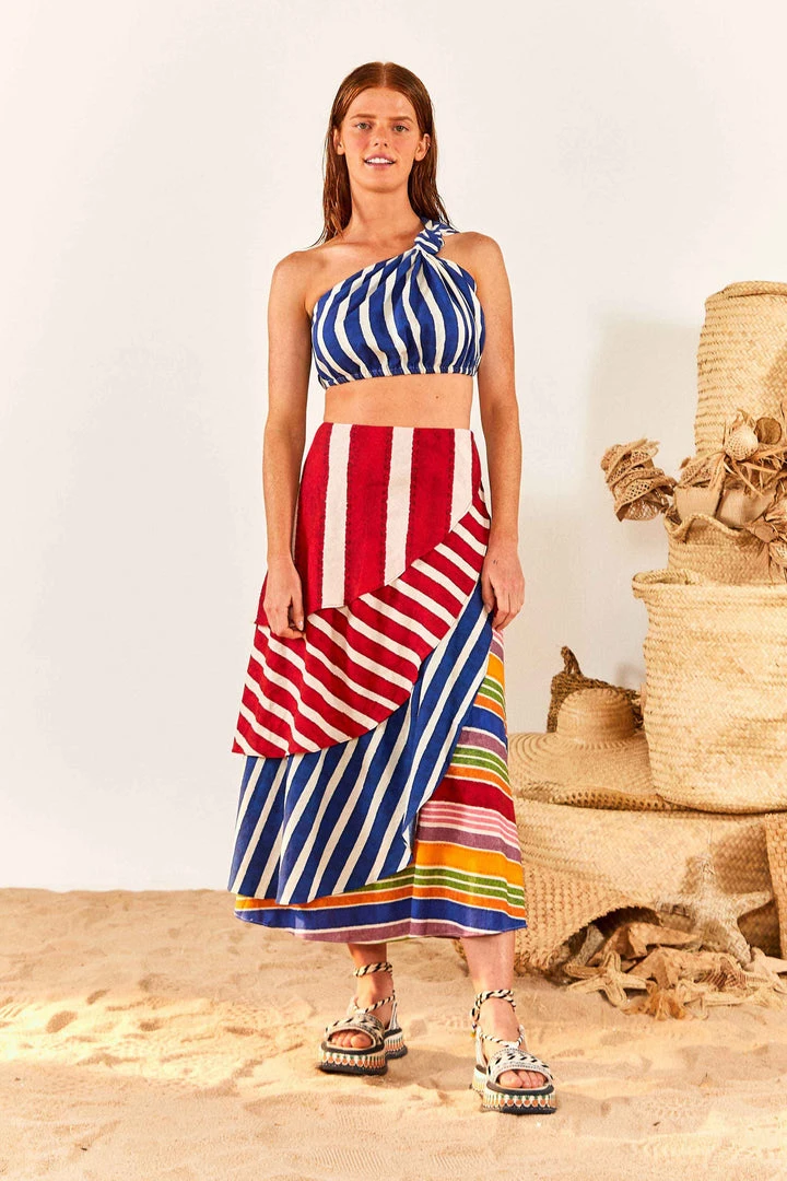 FARM RIO New In Blue Stripes Twisted Top 4 FARM RIO New In Blue Stripes Twisted Top