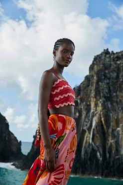 FARM RIO Red Wrap Top New In