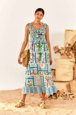 FARM RIO New In Tropical Tiles Square Neck Maxi Dress 9 FARM RIO New In Tropical Tiles Square Neck Maxi Dress
